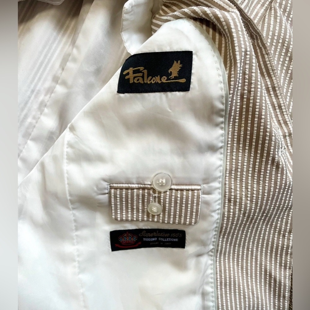Falcone Superlative Men's Italian Seersucker Blazer Sports Coat Size 40R - Picture 3 of 6